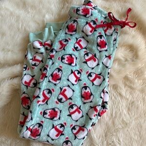 Secret Treasures Mint green cute Penguin Pajamas jogger style red tie size S